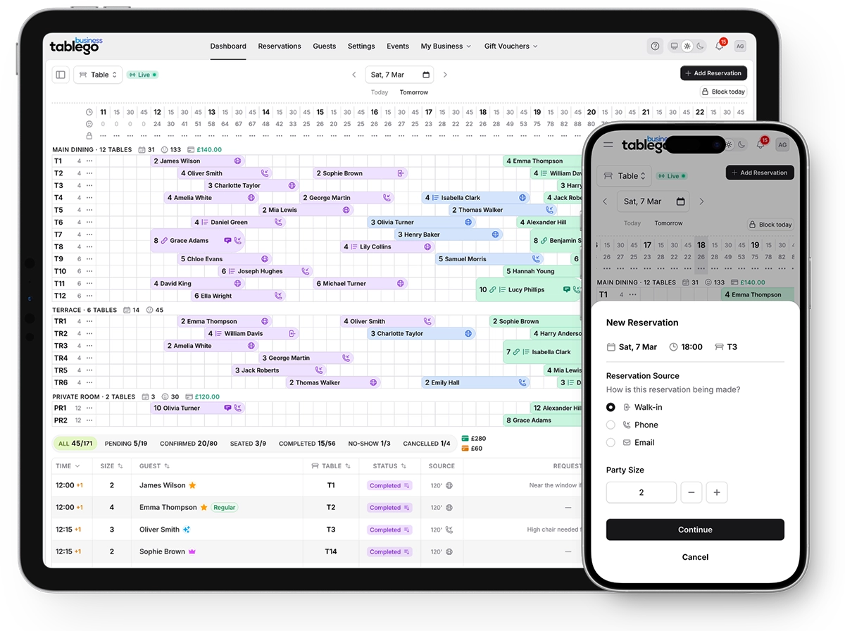 TableGo on iPad and iPhone